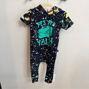 Rags Black 'Yes Yes Y'all' Hooded One-Piece Romper 18-24 months